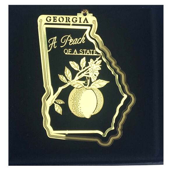 Georgia Brass Ornament, A Peach of a State - Picture 2 of 7